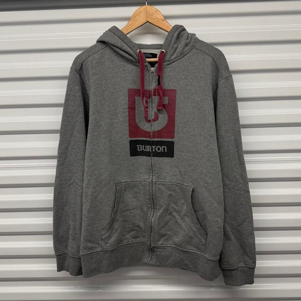 2000's Burton Snowboard Gray Zip Up Hoodie Sweatshirt Size M